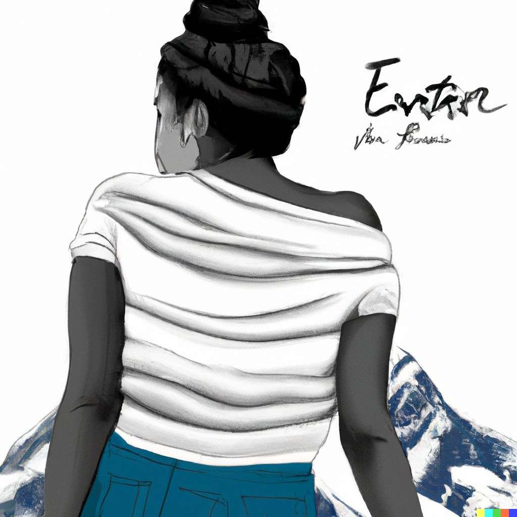 someone gazing at Mount Everest, fashion design sketch